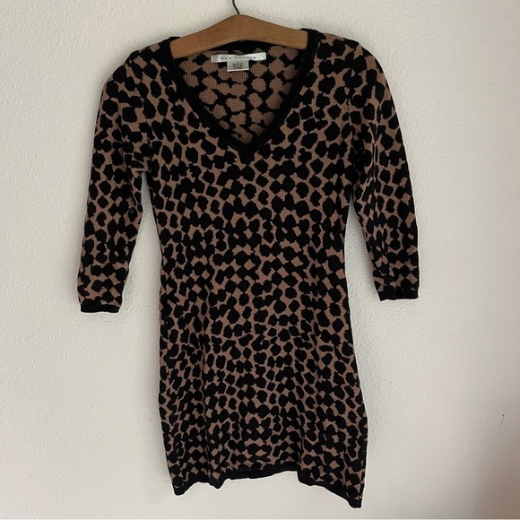 Vintage Max Studio Mini Knit Animal Print Dress - Picture 1 of 10